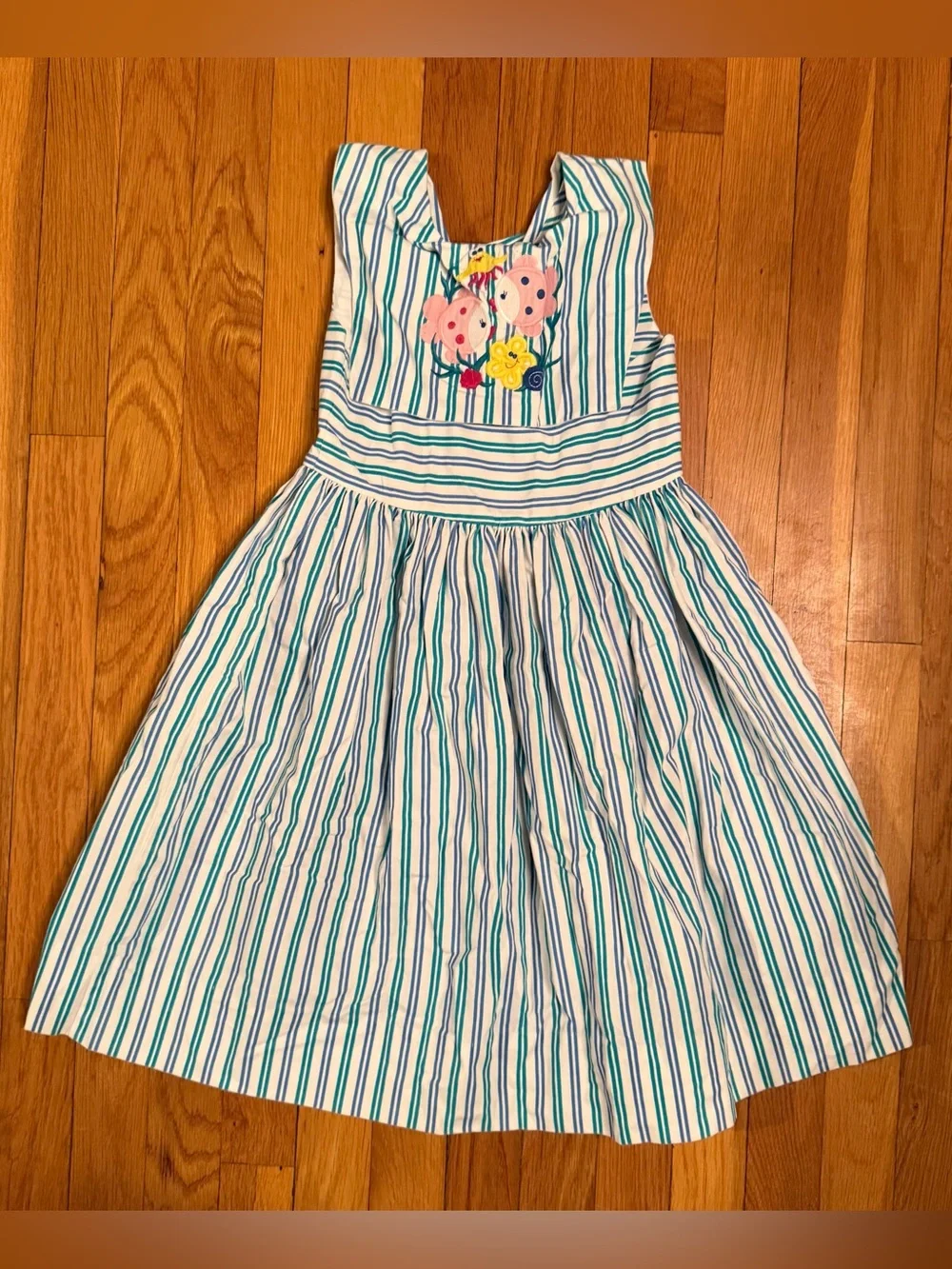 Vintage girls pinafore dress with fish appliqué by Fast Friends size 6
